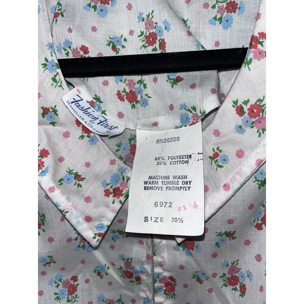 Vtg 1970s Fashion First M Smoller Co Floral Zip Front Shift Dress Size 20.5 Plus - Picture 5 of 7